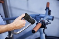 Ellipse solar powered bike lock being used by biker
