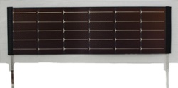 Small amorphous silicon thin film solar panel with extended bus tape