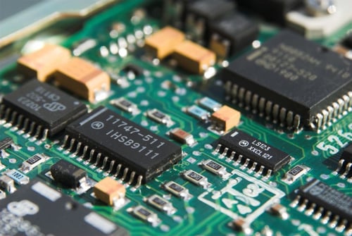 close up view of a circuit board