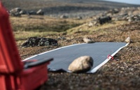Amorphous silicon thin film rollable solar panel unrolled