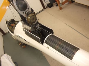 thin-film amorphous silicon solar panel installed on a glider