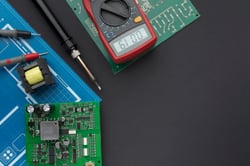 circuit board on an engineering desk