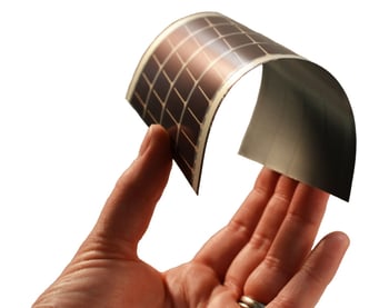 Hand flexing thin film amorphous silicon solar panel Hand flexing thin film amorphous silicon solar panel